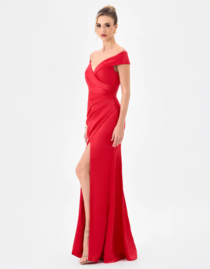 ALIANA OFF SHOULDER GOWN B81D21L - Red - Image 3