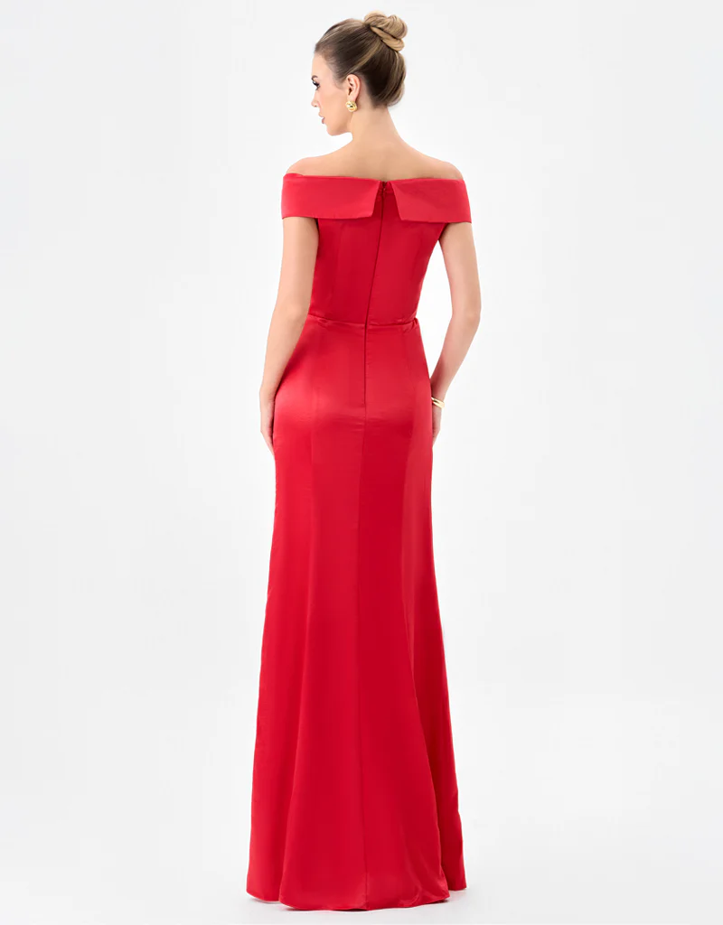 ALIANA OFF SHOULDER GOWN B81D21L - Red - Image 4