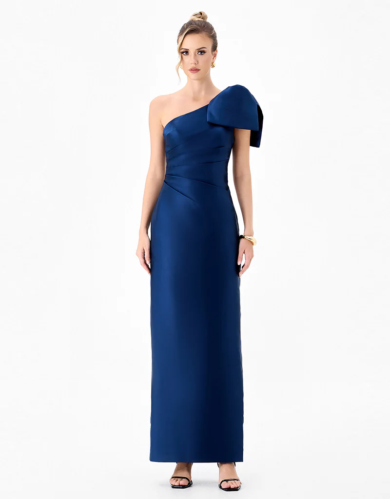 ARAMY ONE SHOULDER BOW GOWN B83D0160 - Navy - Image 2