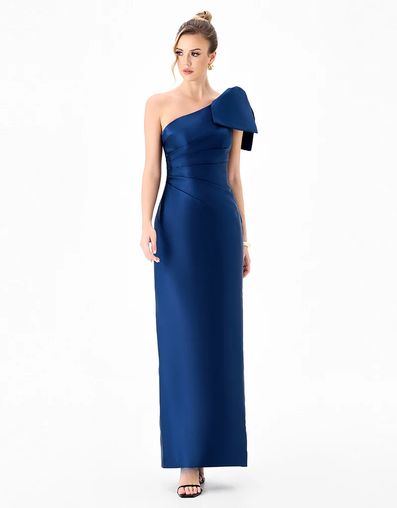 ARAMY ONE SHOULDER BOW GOWN B83D0160 - Navy - Image 3