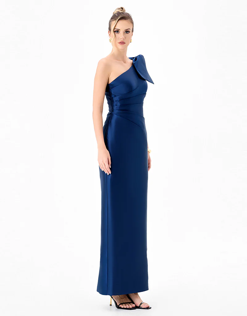 ARAMY ONE SHOULDER BOW GOWN B83D0160 - Navy - Image 4
