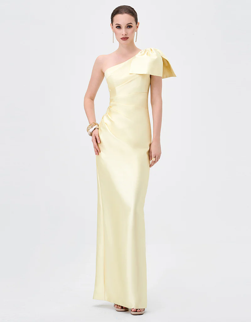 ARAMY ONE SHOULDER BOW GOWN B83D0160 - Yellow - Image 2