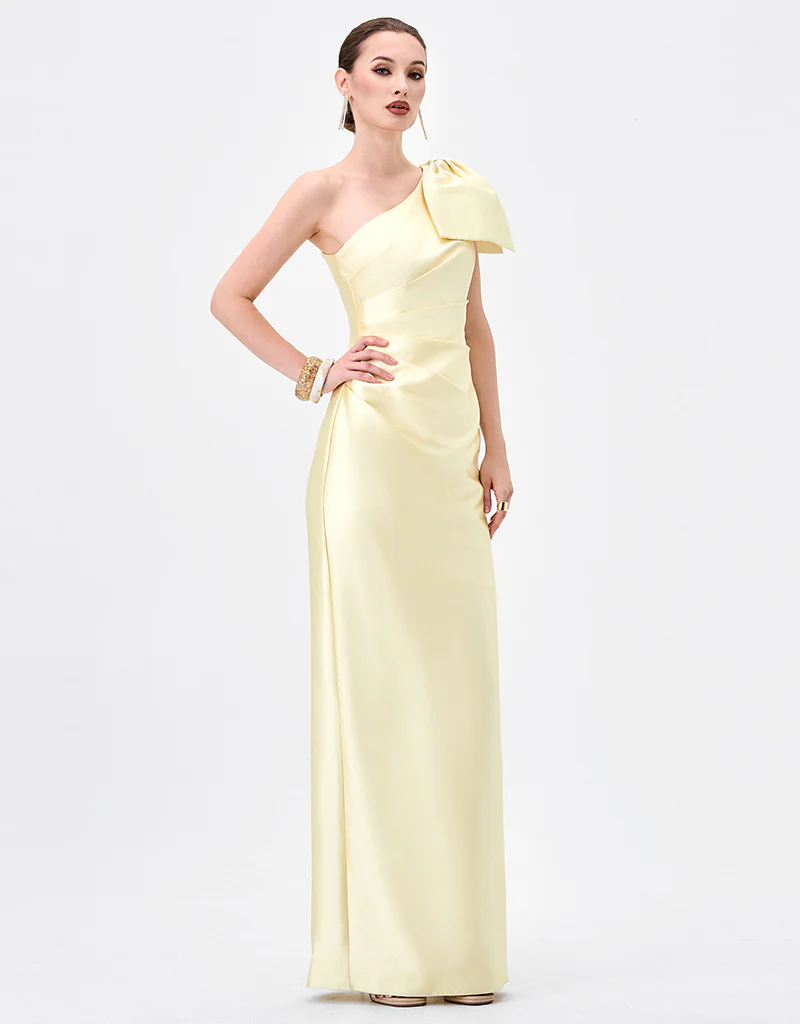 ARAMY ONE SHOULDER BOW GOWN B83D0160 - Yellow - Image 3
