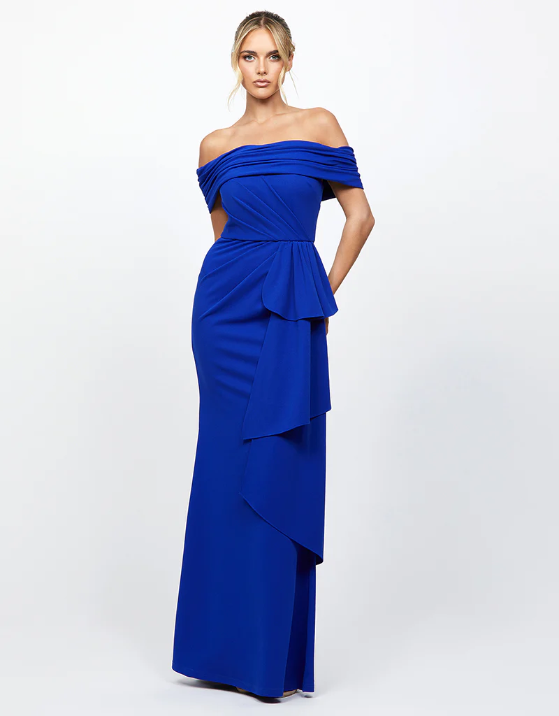 BLAKELY OFF SHOULDER GOWN B76D18L - Cobalt