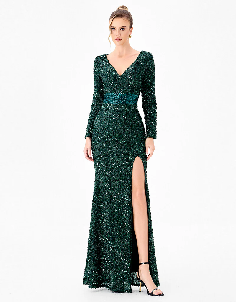 CLYRA SLEEVED SEQUIN MAXI BL86D07247