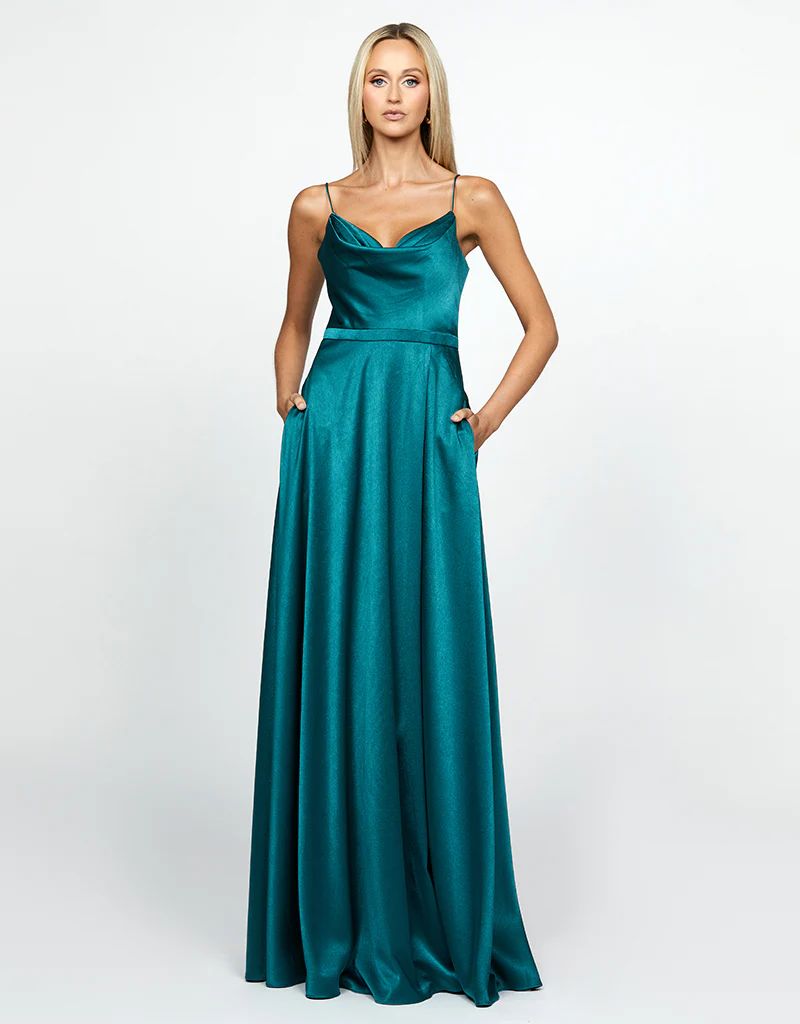 DIAMOND COWL WRAP GOWN B43D11LW - Emerald - Image 2