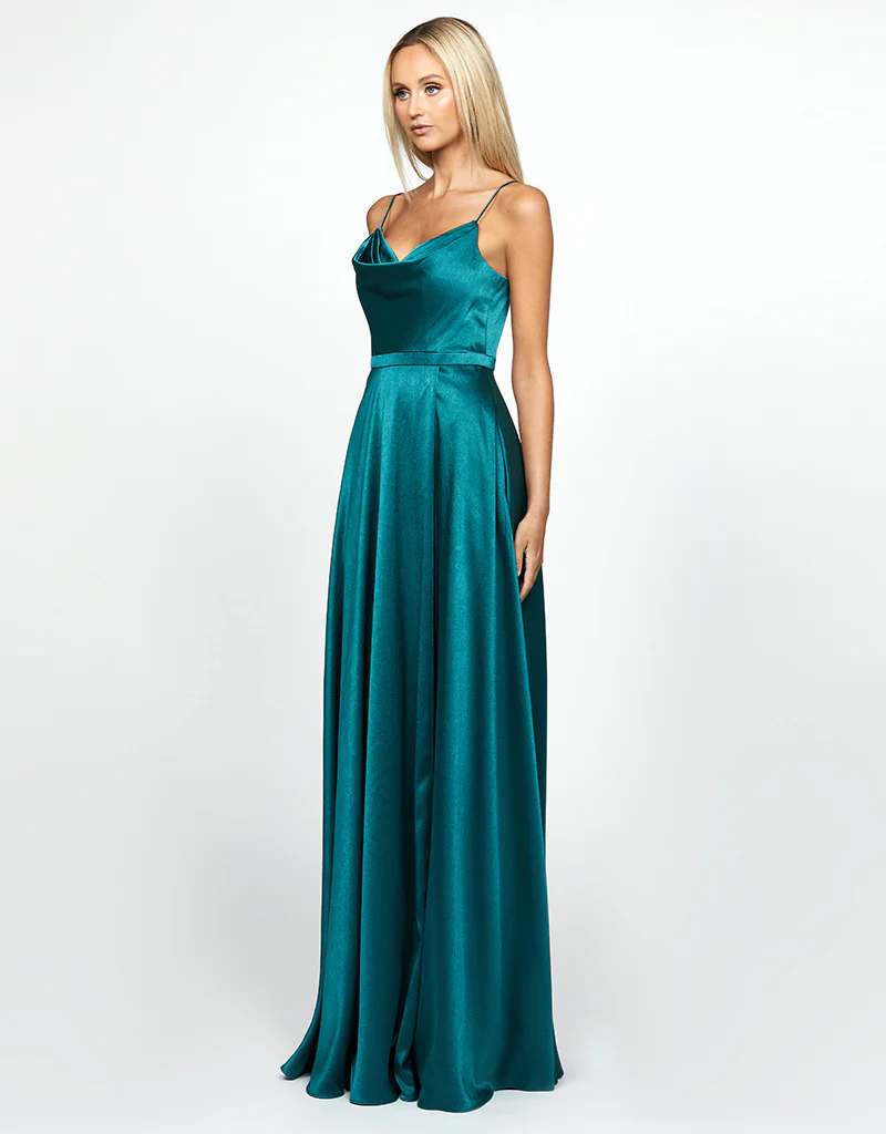 DIAMOND COWL WRAP GOWN B43D11LW - Emerald - Image 3