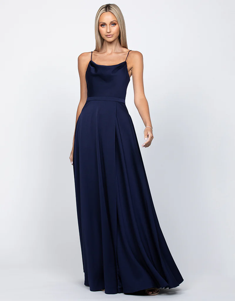 DIAMOND COWL WRAP GOWN B43D11LW - Navy
