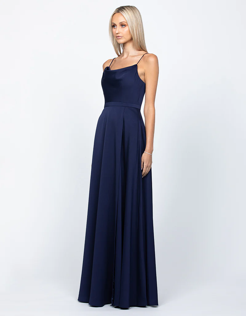 DIAMOND COWL WRAP GOWN B43D11LW - Navy - Image 3