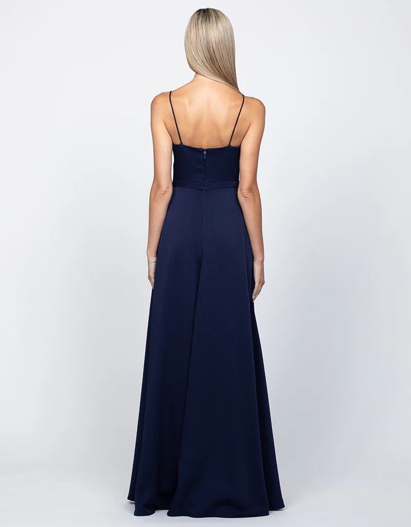 DIAMOND COWL WRAP GOWN B43D11LW - Navy - Image 4