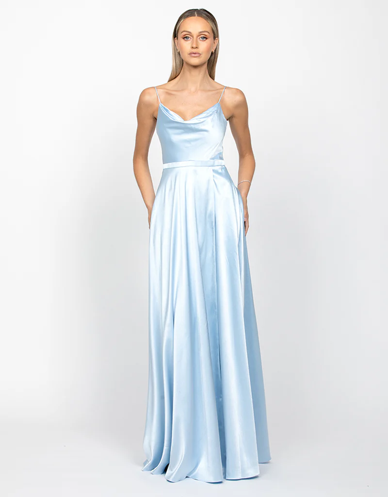 DIAMOND COWL WRAP GOWN B43D11LW - Sky Blue - Image 2