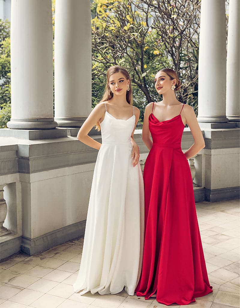 DIAMOND COWL WRAP GOWN B43D11LW - White - Image 2