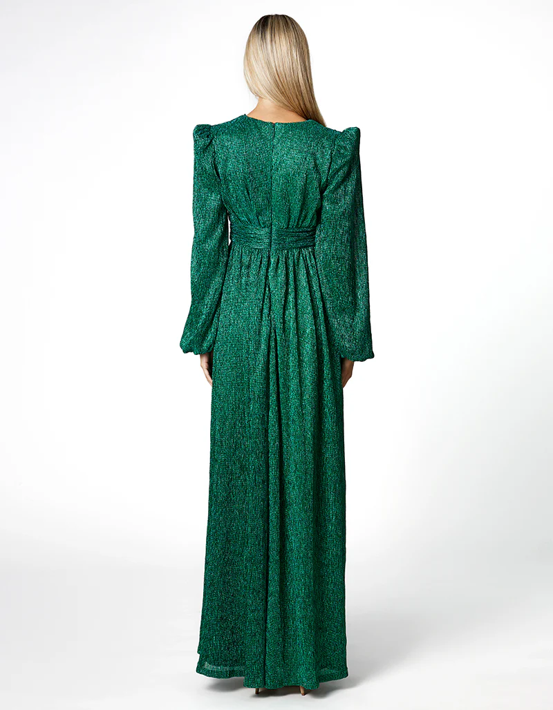 DOMINIQUE V NECK LONG SLEEVE MAXI BL66D22L - Emerald - Image 4