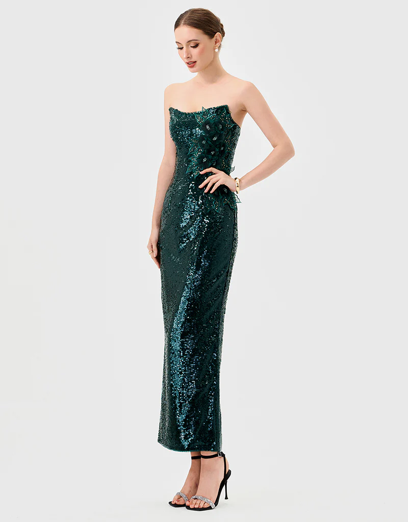 EDITH SCOOP STRAPLESS MIDAXI B76D14L - Emerald - Image 5