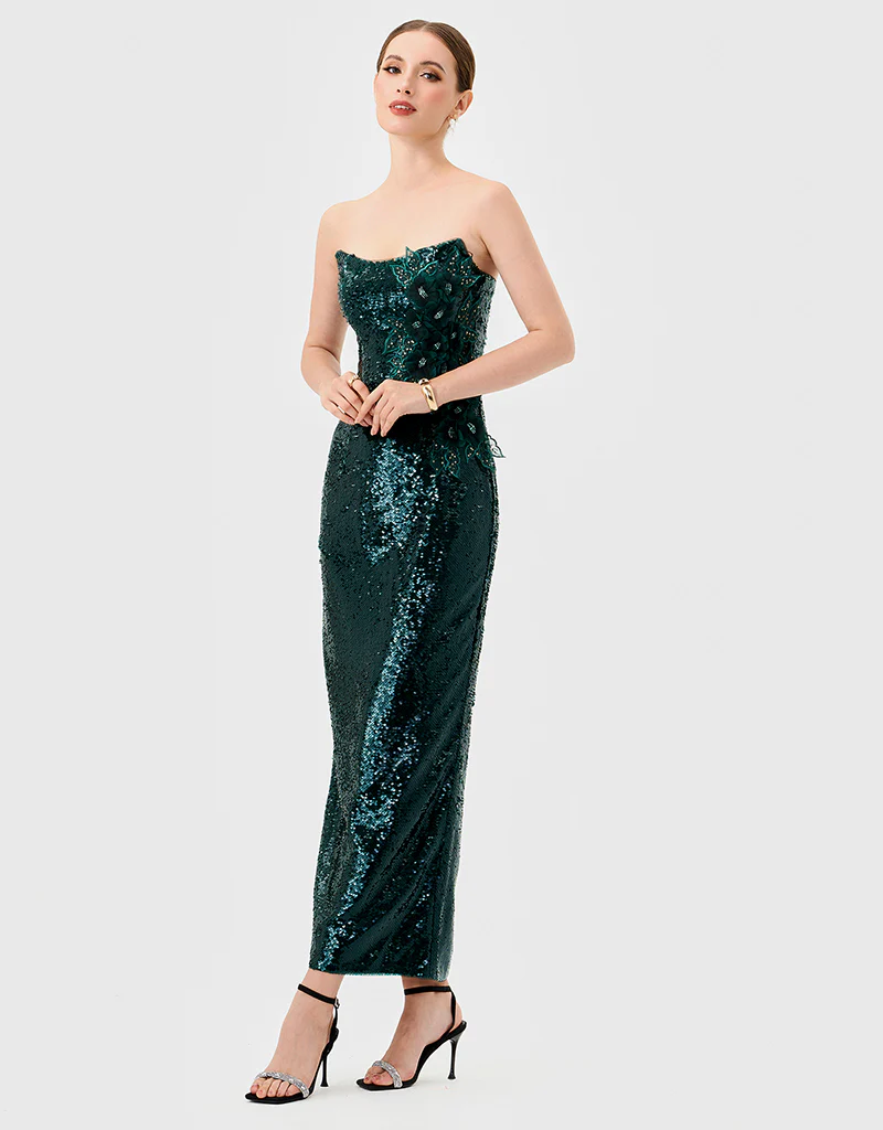 EDITH SCOOP STRAPLESS MIDAXI B76D14L - Emerald - Image 6