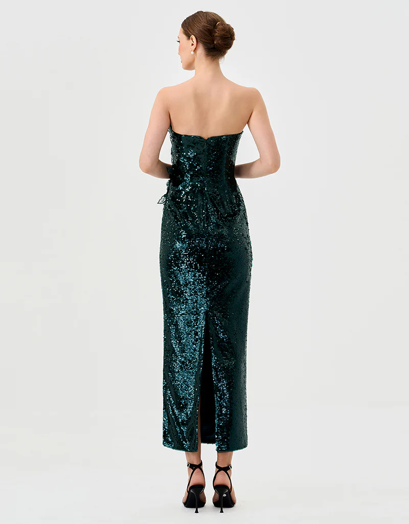 EDITH SCOOP STRAPLESS MIDAXI B76D14L - Emerald - Image 7