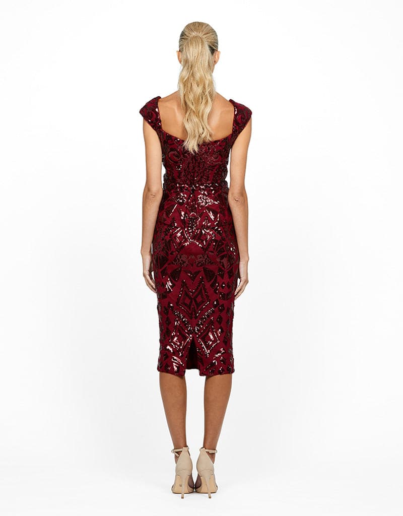 GLOWING CAP SLEEVE PEPLUM MIDI B55D35S - Image 6