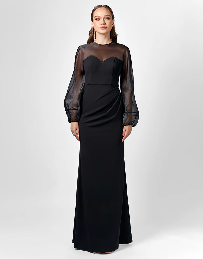 GRACELYNN SHEER SLEEVE MAXI SAMPLE BL75D22L