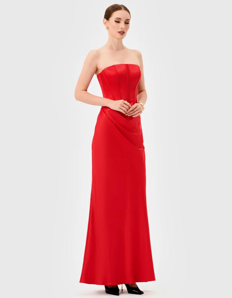 IYLA STRAPLESS CORSET GOWN B81D22L - Red - Image 3