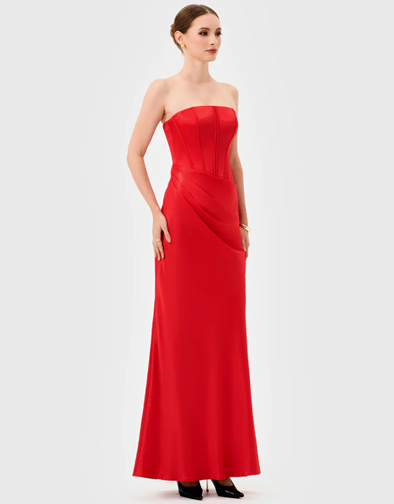 IYLA STRAPLESS CORSET GOWN B81D22L - Red - Image 4