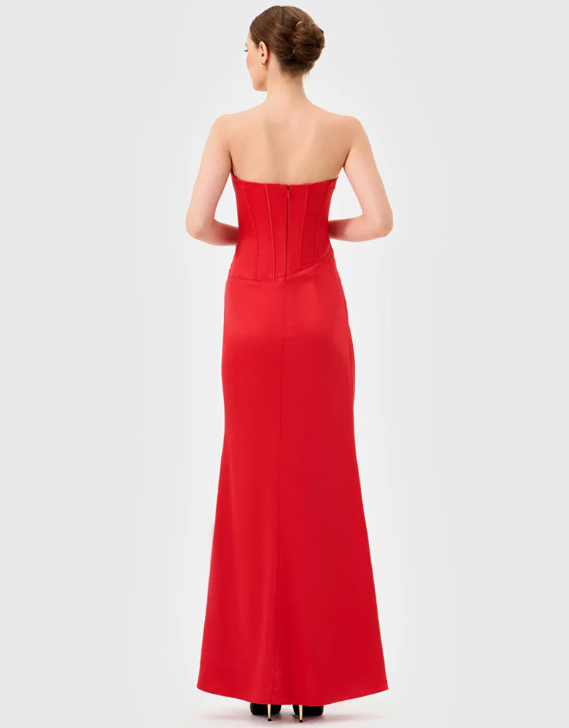 IYLA STRAPLESS CORSET GOWN B81D22L - Red - Image 5