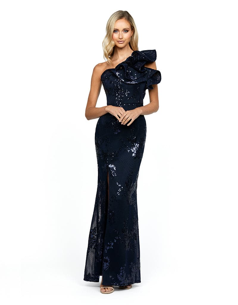 JESSIE ONE SHOULDER GOWN B53D29L - Navy
