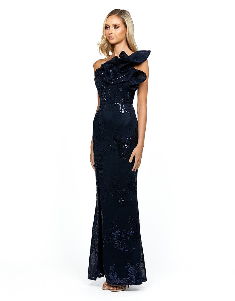 JESSIE ONE SHOULDER GOWN B53D29L - Navy - Image 2