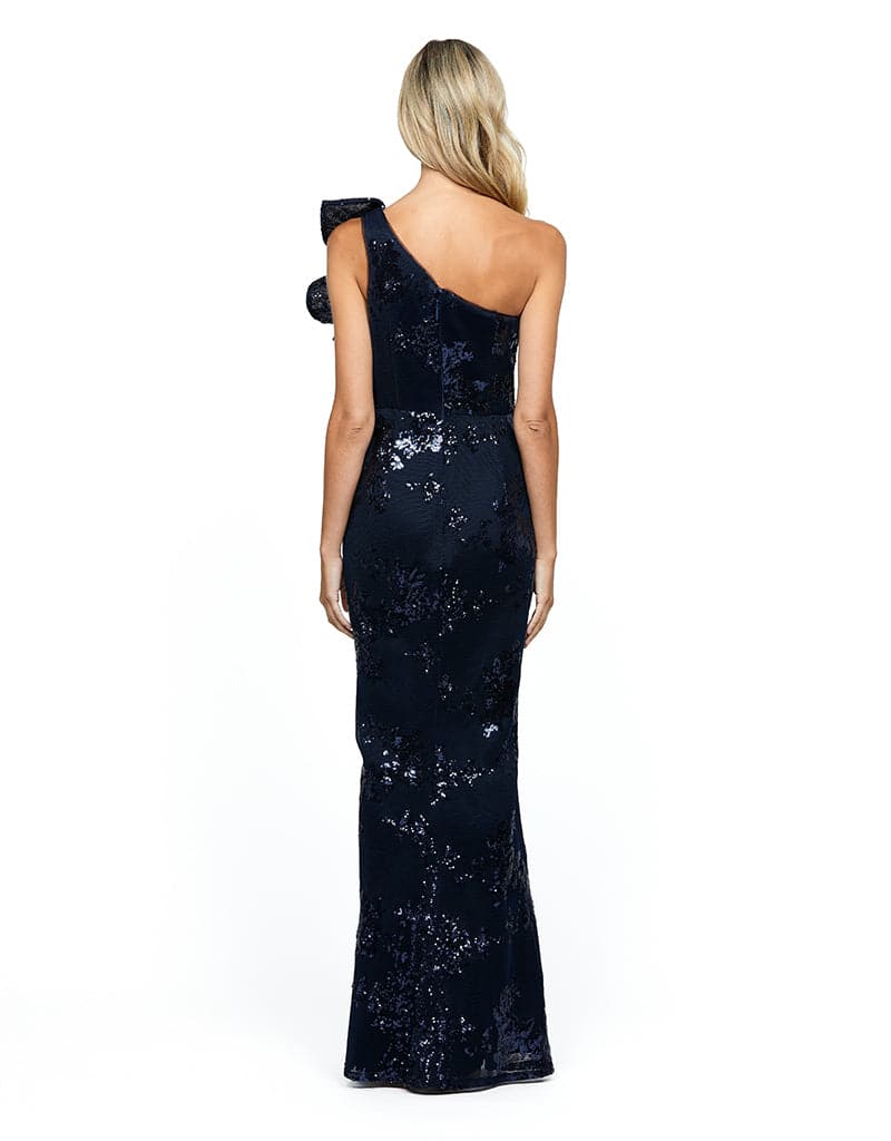 JESSIE ONE SHOULDER GOWN B53D29L - Navy - Image 3