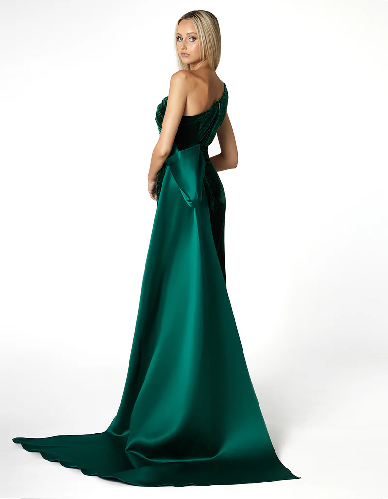 KALISTA ONE SHOULDER GOWN WITH BACK BOW TRAIN B84D0344 - Image 4