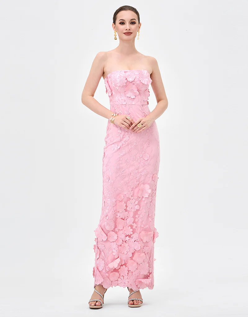 KAREEN STRAPLESS FLORAL MIDAXI BL83D0106 - Pink