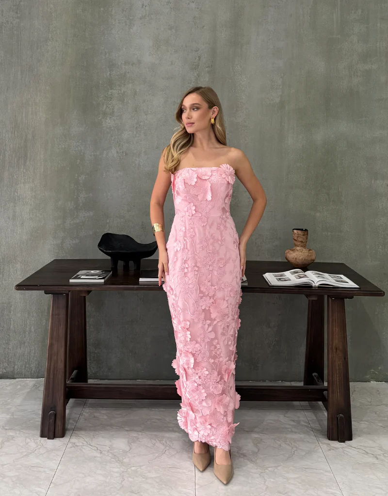 KAREEN STRAPLESS FLORAL MIDAXI BL83D0106 - Pink - Image 5
