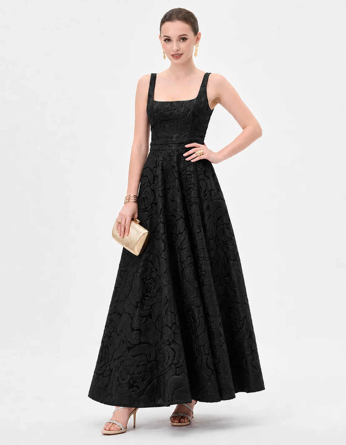 KARINDA SQUARE NECK MIDAXI BL83D0112 - Black - Image 3