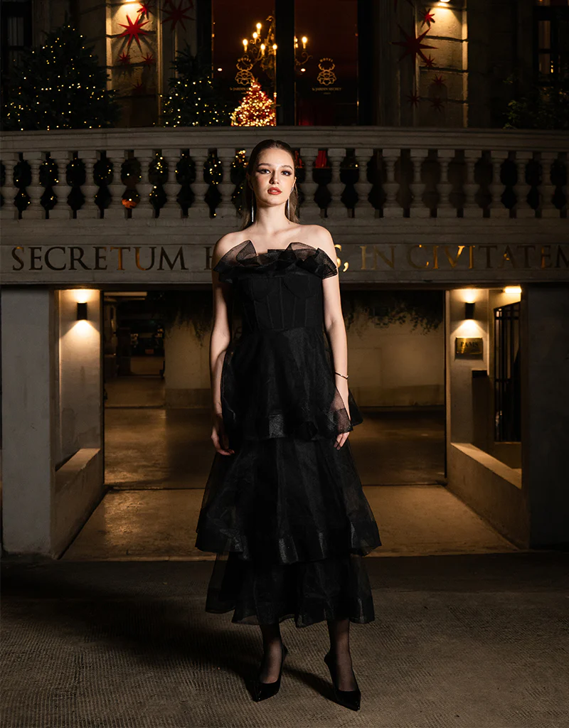 KASCADE TIERED RUFFLE MIDAXI B68D07L - Black - Image 14