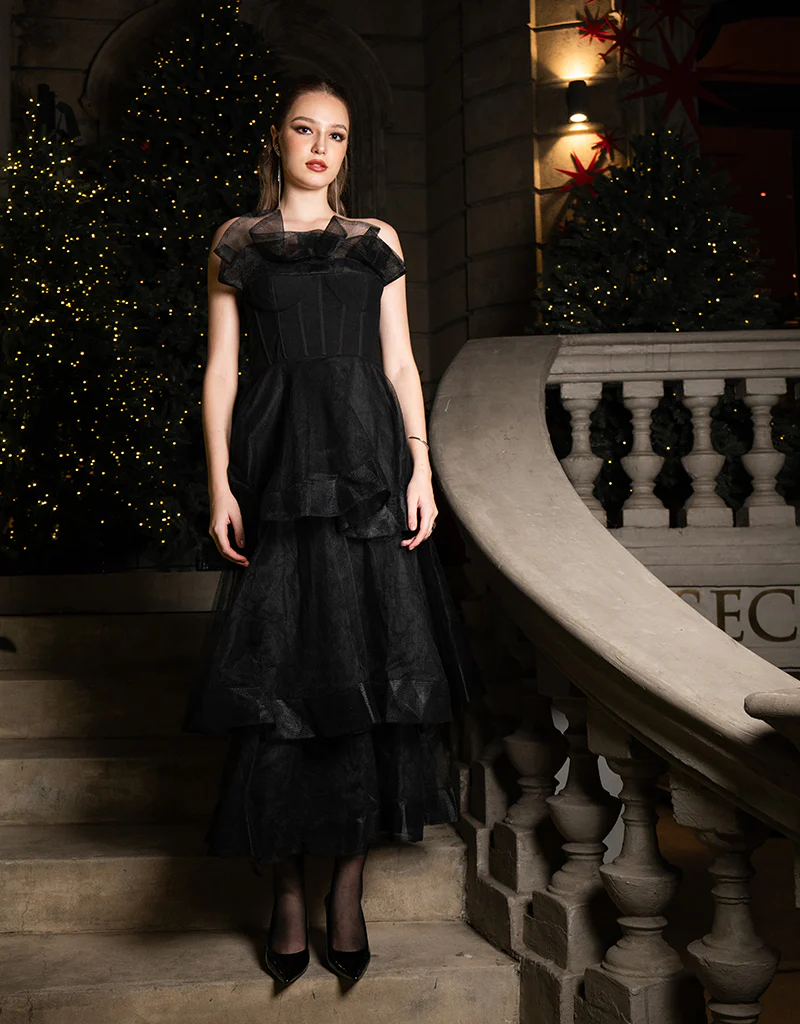 KASCADE TIERED RUFFLE MIDAXI B68D07L - Black - Image 17