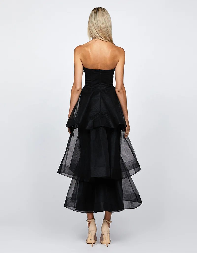 KASCADE TIERED RUFFLE MIDAXI B68D07L - Black - Image 5