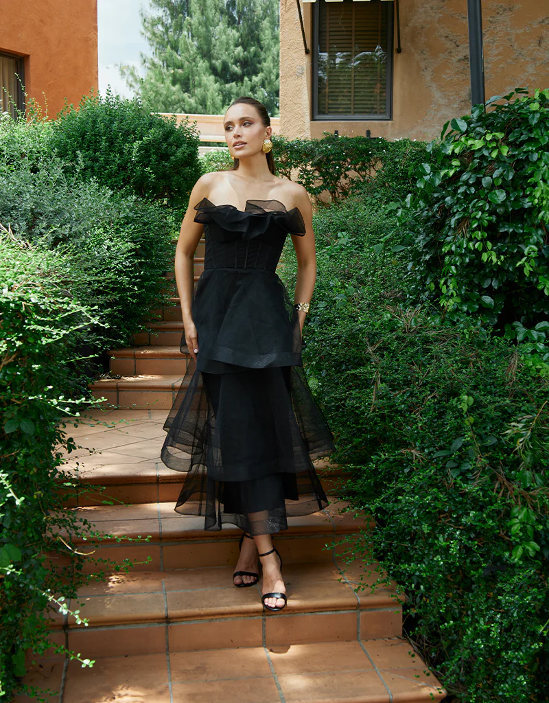 KASCADE TIERED RUFFLE MIDAXI B68D07L - Black - Image 9