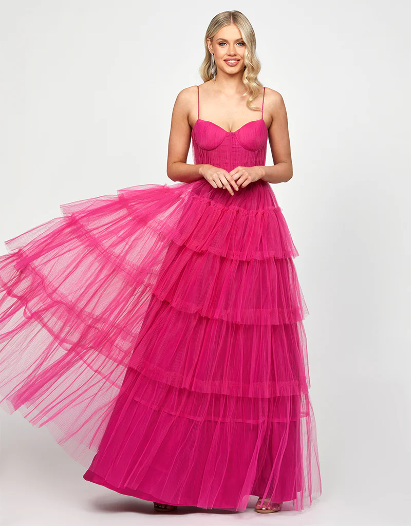 KIANA PLEATED TIERED BALL GOWN B73D09L - Image 4