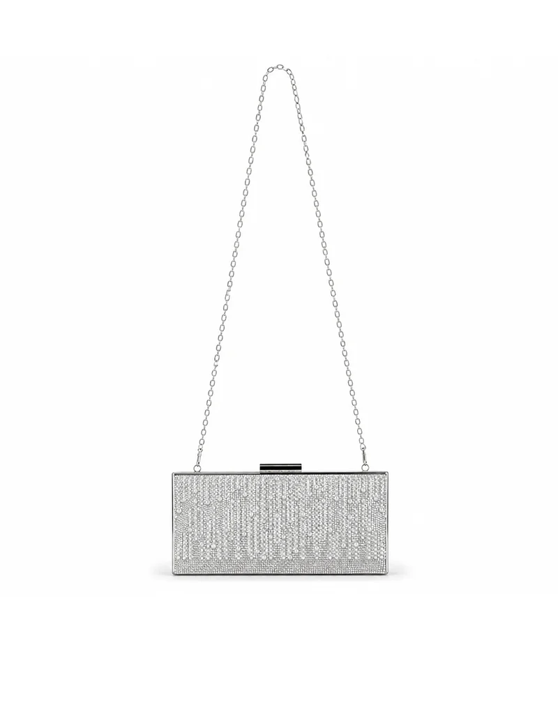 KRISTA RHINESTONE AND PEARL CLUTCH SILVER YX00019 - Image 4