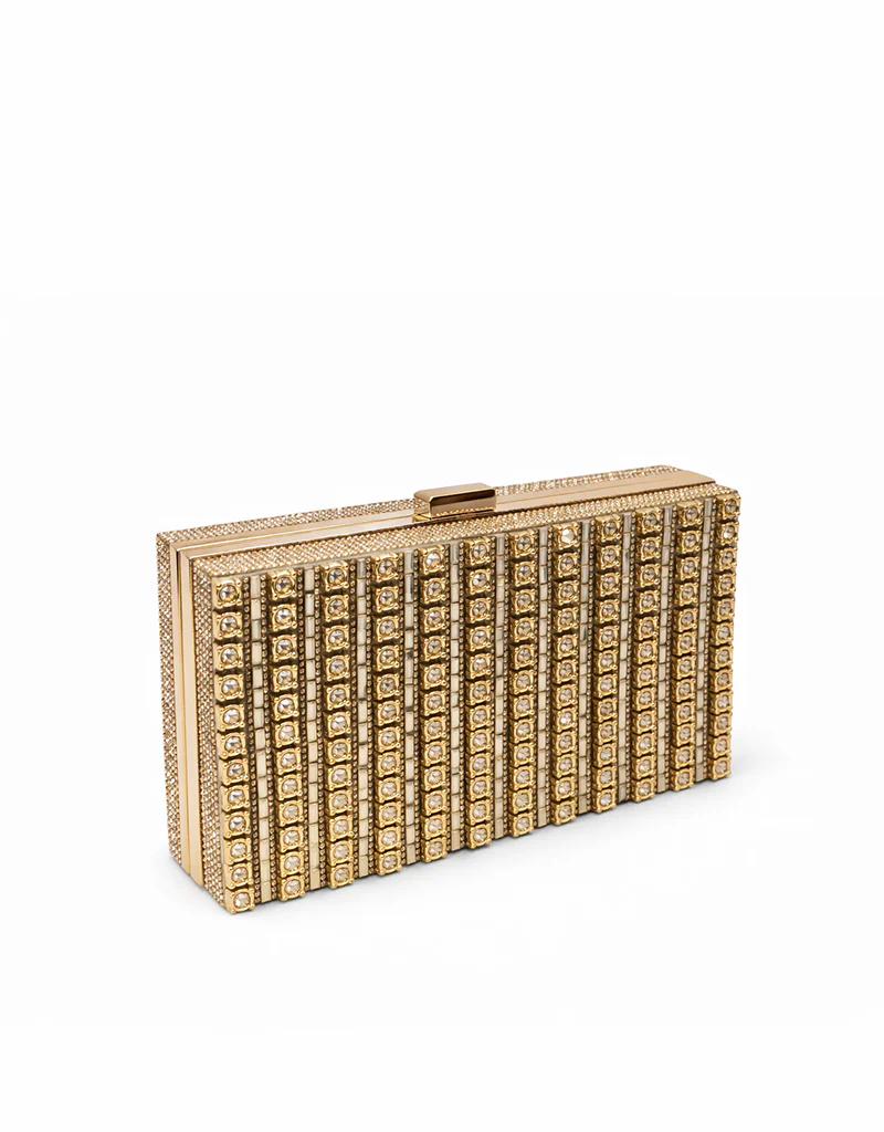 LILY ELEGANT DIAMANTE GOLD CLUTCH 2028-GOLD - Image 3