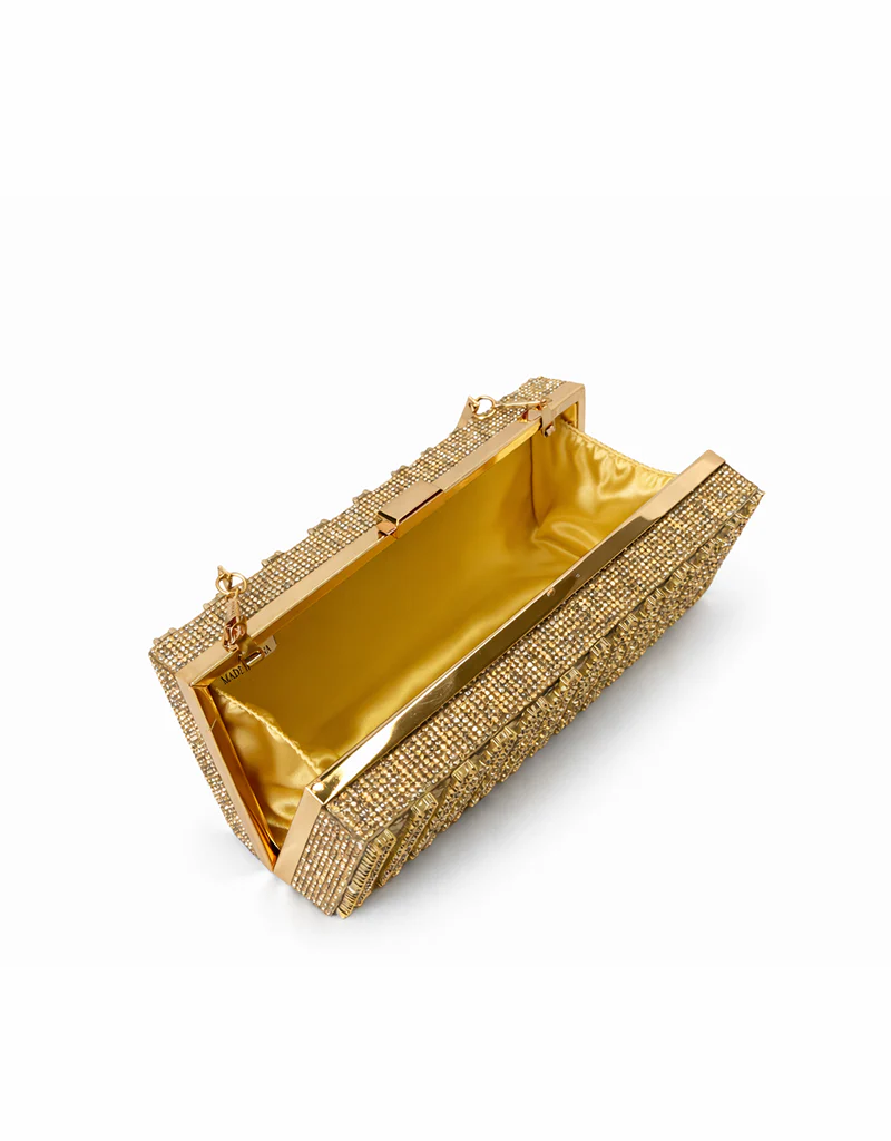 LILY ELEGANT DIAMANTE GOLD CLUTCH 2028-GOLD - Image 4
