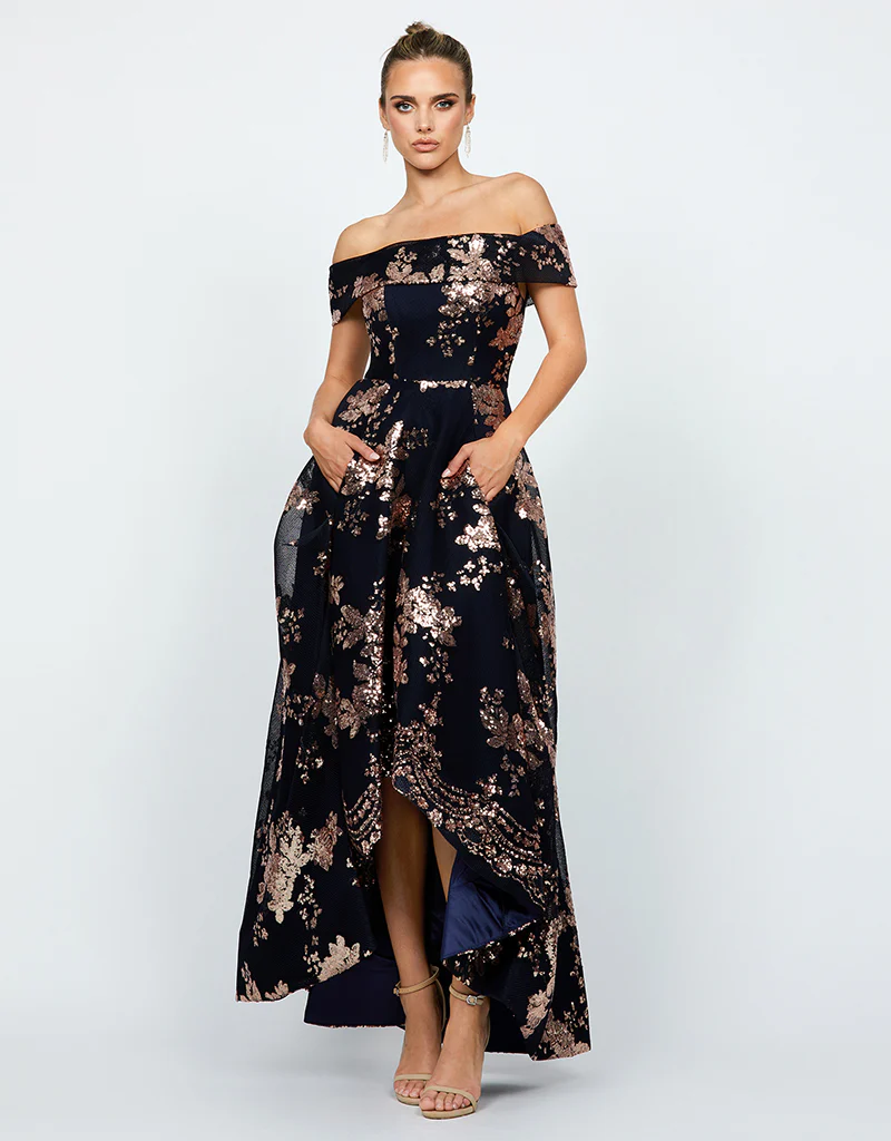 MADE TO ORDER - JESSIE OFF SHOULDER MESH BALL GOWN MTO B33D41HL - Image 3