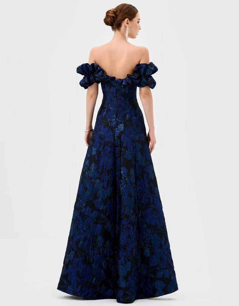 MALIYAH OFF SHOULDER GOWN B81D10L - Navy - Image 5