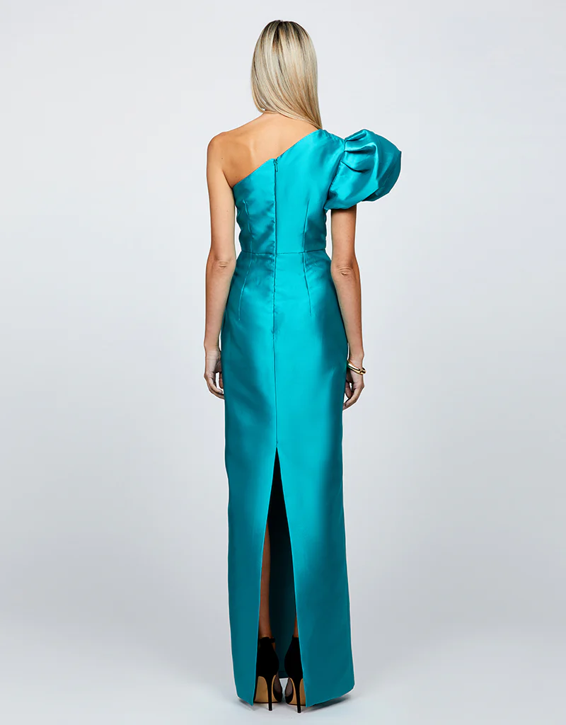 MARCHESA ONE SHOULDER GOWN B65D18L - Teal - Image 4