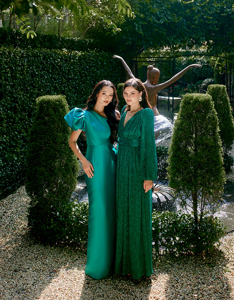 MARCHESA ONE SHOULDER GOWN B65D18L - Teal - Image 6
