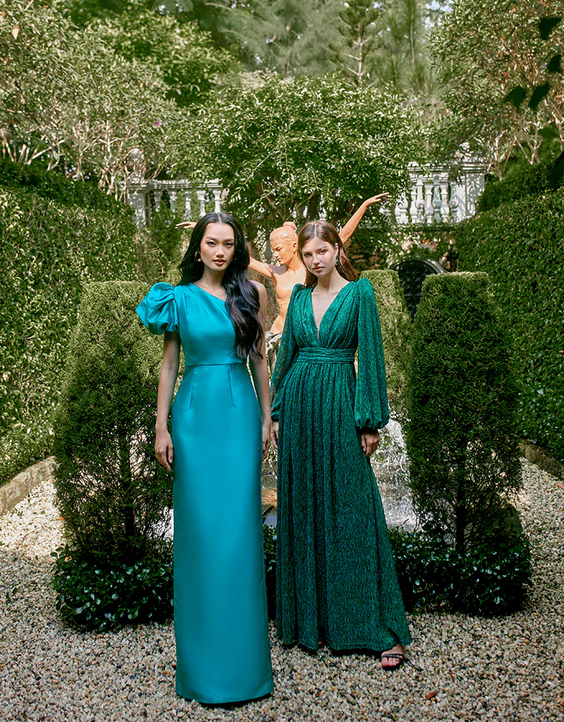 MARCHESA ONE SHOULDER GOWN B65D18L - Teal - Image 7