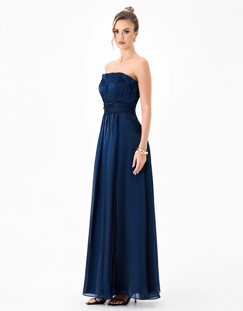 MEIRA STRAPLESS FRILL GOWN B83D0139 - Navy - Image 4