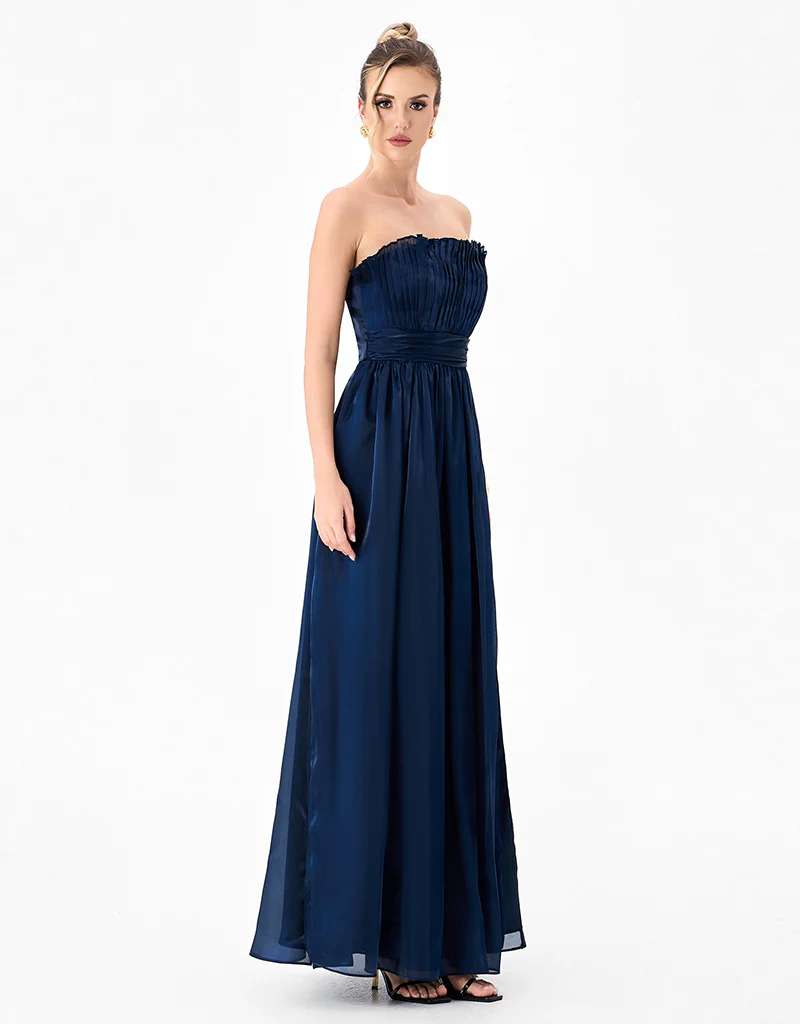 MEIRA STRAPLESS FRILL GOWN B83D0139 - Navy - Image 5
