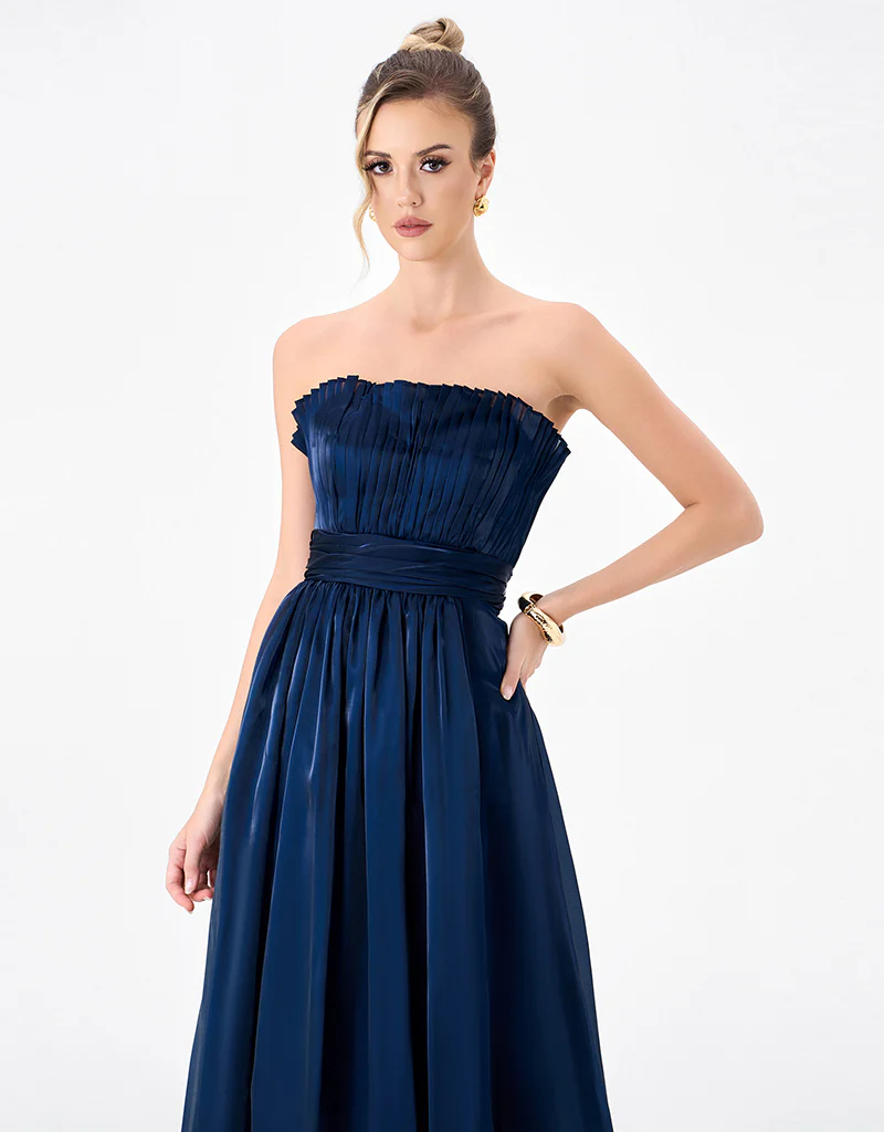 MEIRA STRAPLESS FRILL GOWN B83D0139 - Navy - Image 7