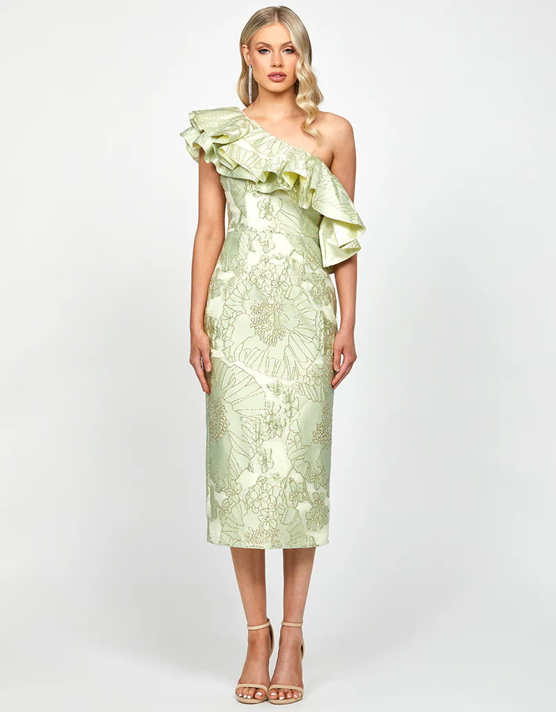 MELINA ONE SHOULDER FRILL MIDI B73D28S - Image 3