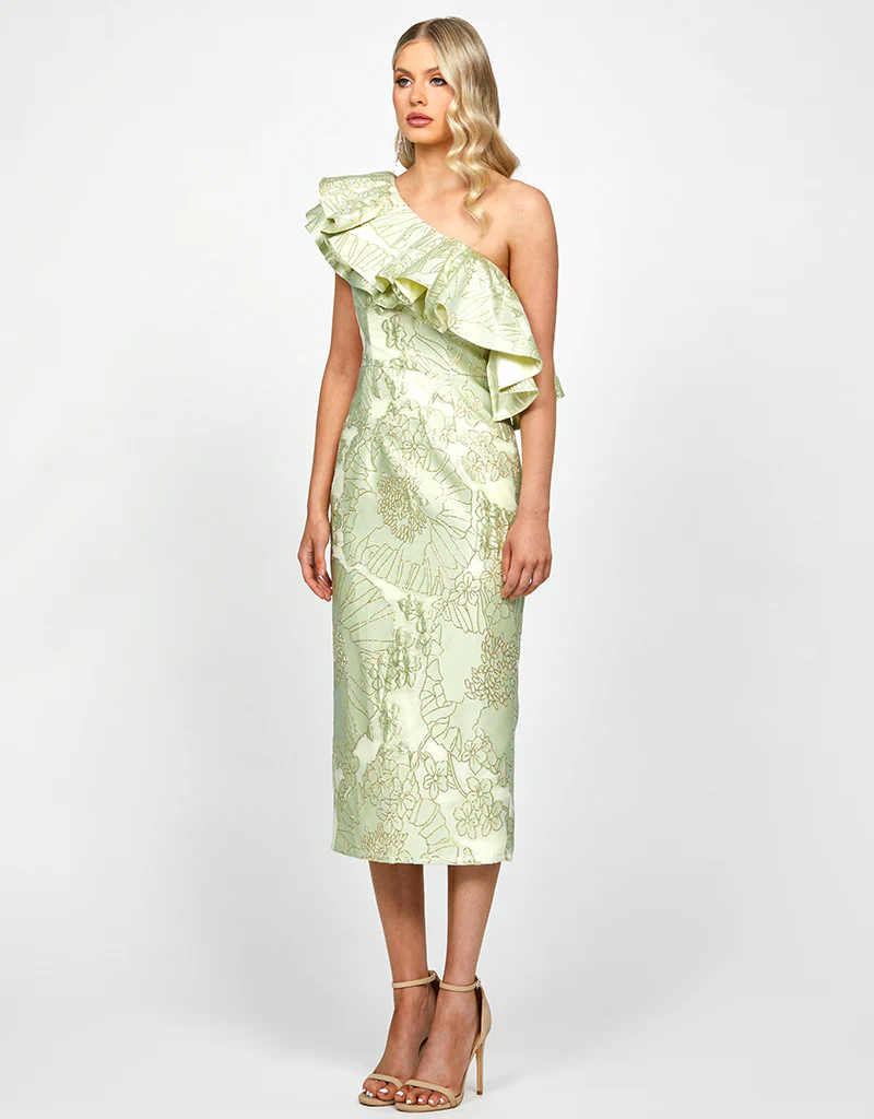 MELINA ONE SHOULDER FRILL MIDI B73D28S - Image 4